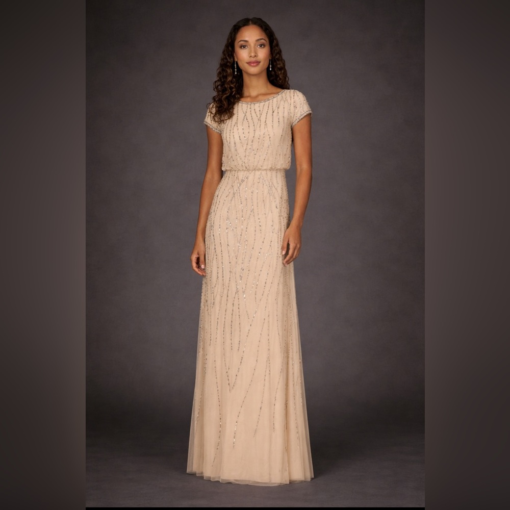 Adrianna Papell Blush Beaded Maxi Dress